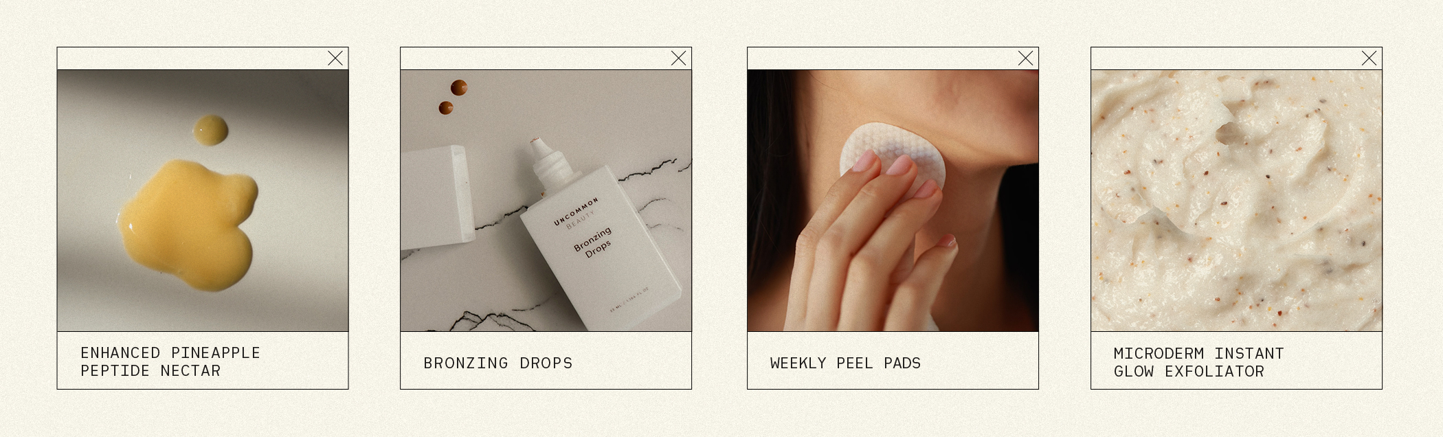 ENHANCED PINEAPPLE PEPTIDE NECTAR, BRONZING DROPS, WEEKLY PEEL PADS, MICRODERM INSTANT GLOW EXFOLIATOR