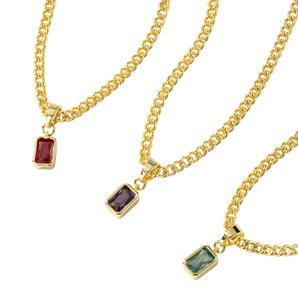set of 3 birthstone pendant necklaces
