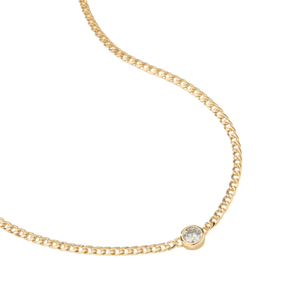 Gold gem and chain necklace