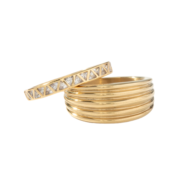 set of 2 statement gold rings