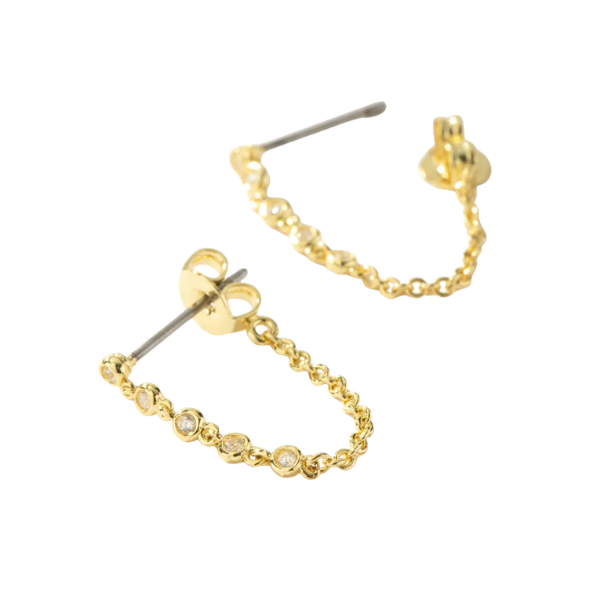 pair of gold chain earrings