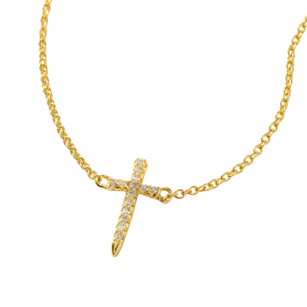 pave cross gold necklace