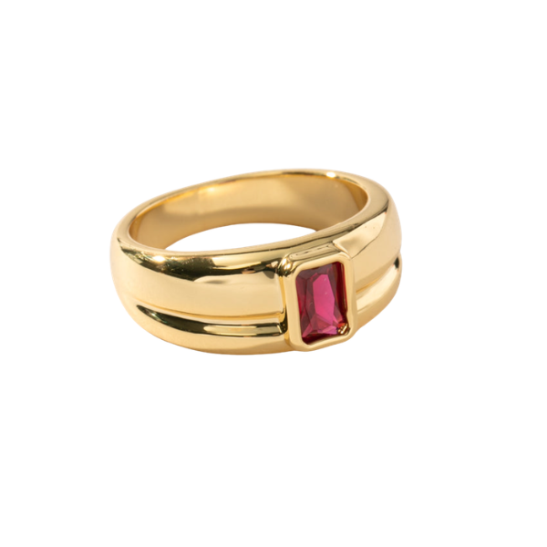 gold chunky birthstone ring