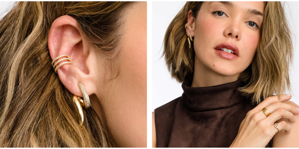 Rebel Pave Earrings Model Imagery