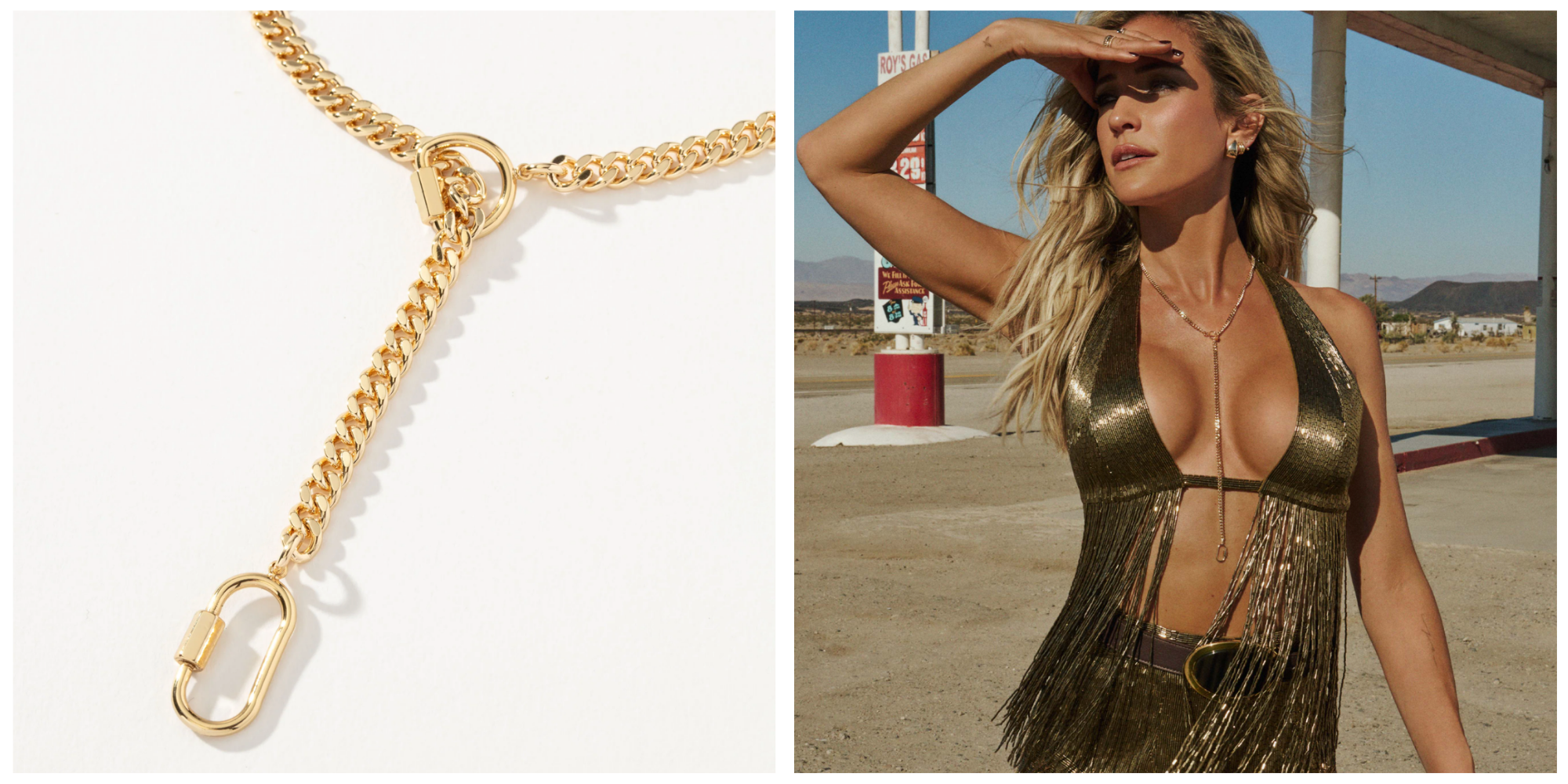 Open Air Lariat Chain Necklace Image Grid